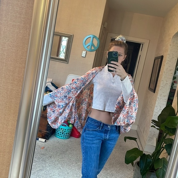 Garnet Hill Silk Floral Kimono Cover - Picture 9 of 11